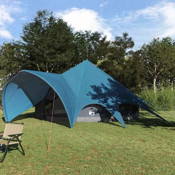 vidaXL Tente Teepee 7-Personnes 7 personne Bleu et gris