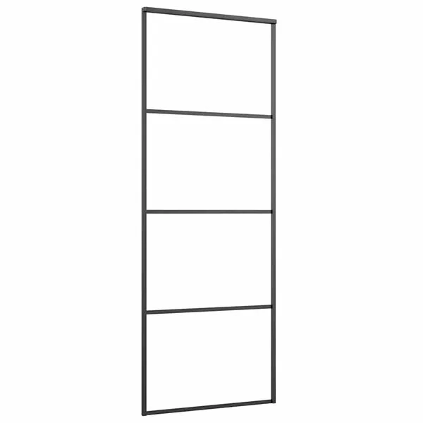 vidaXL Porte coulissante Verre ESG dépoli et aluminium 76x205 cm Noir