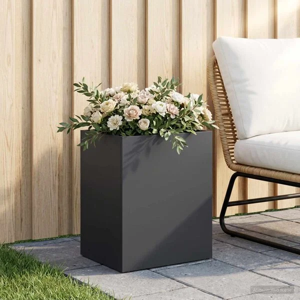 vidaXL Cache-pot de jardin Noir 40 x 30 x 50 cm Acier laminé à froid