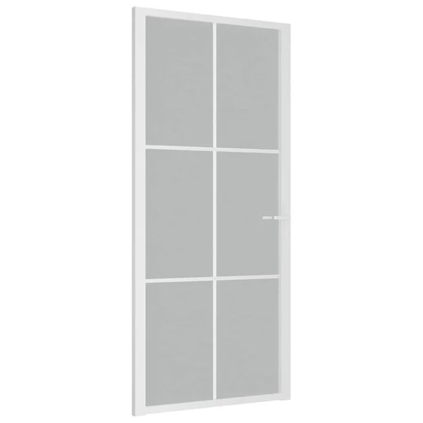 vidaXL Porte intérieure 93x201, 5 cm Blanc Verre mat et aluminium