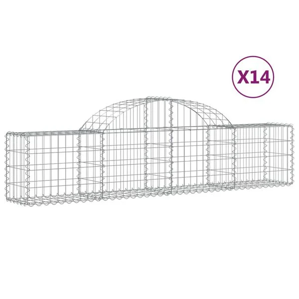 vidaXL Paniers à gabions arqués 14 pcs 200x30x40/60 cm Fer galvanisé
