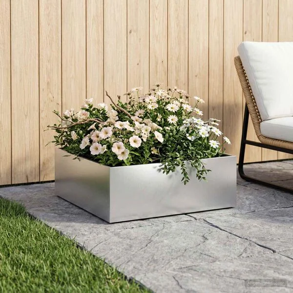 vidaXL Cache-pot de jardin Argenté 40 x 40 x 20 cm Acier galvanisé