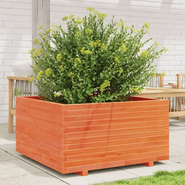 vidaXL Jardinière cire marron 90x90x49, 5 cm bois de pin massif