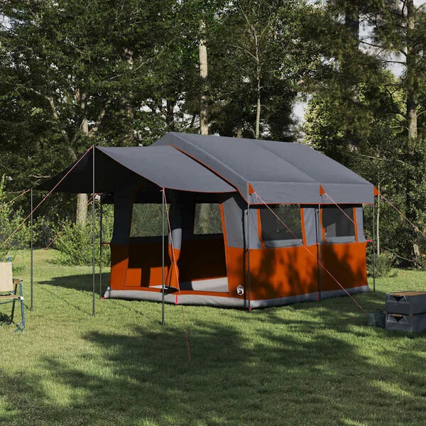 vidaXL Tente familiale 4 personnes 4 personne Gris et orange