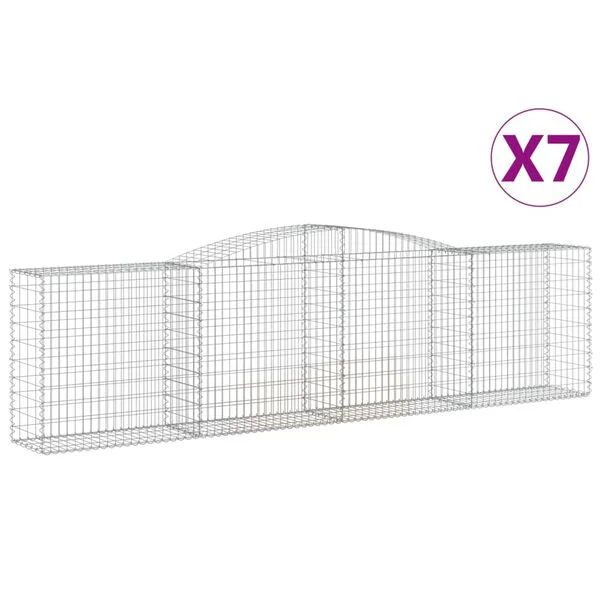vidaXL Paniers à gabions arqués 7 pcs 400x50x100/120 cm Fer galvanisé