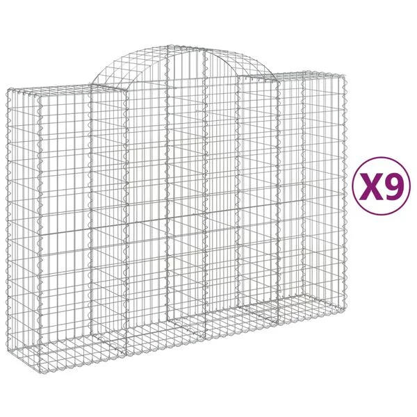 vidaXL Paniers à gabions arqués 9 pcs 200x50x140/160 cm Fer galvanisé