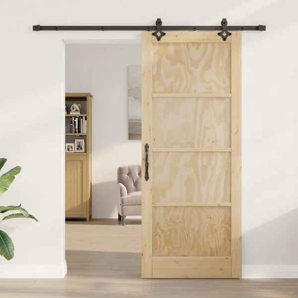 vidaXL Porte coulissante Naturel et noir 86 x 211 cm