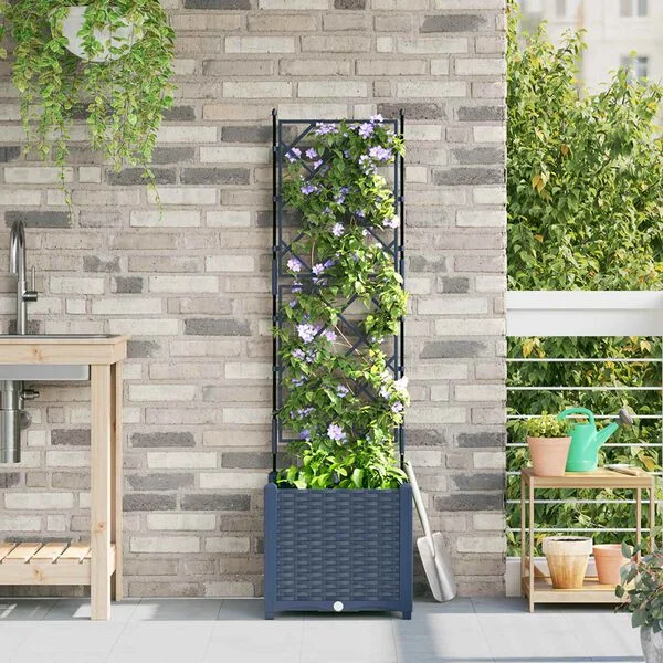 vidaXL Cache-pot de jardin Gris 40 x 40 x 143 cm PP