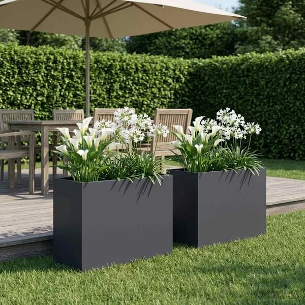 vidaXL Cache-pot de jardin 2 pc Anthracite 60 x 30 x 40 cm