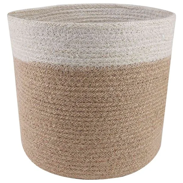 vidaXL Ensemble de Pots à Plantes 2 pc Naturel et Blanc Ø 21 x 21 cm
