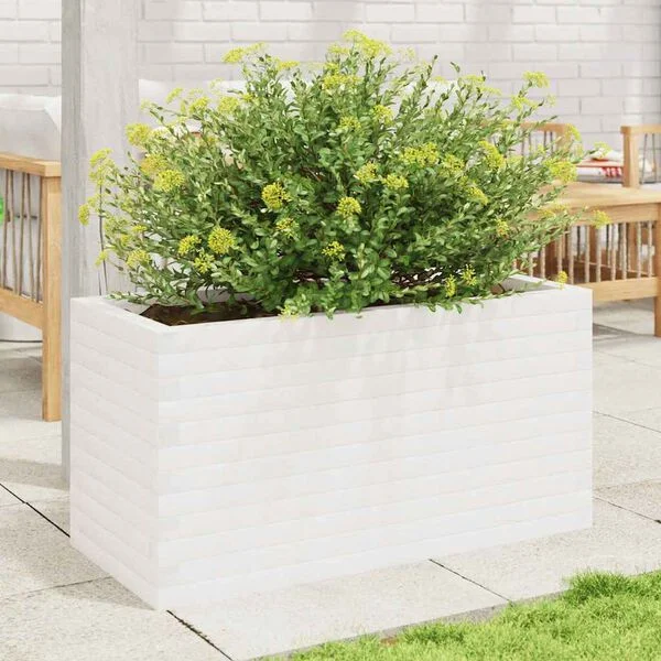vidaXL Jardinière blanc 90x40x45, 5 cm bois de pin massif