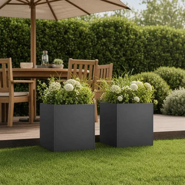 vidaXL Cache-pot de jardin 2 pc Noir 20 x 20 x 20 cm