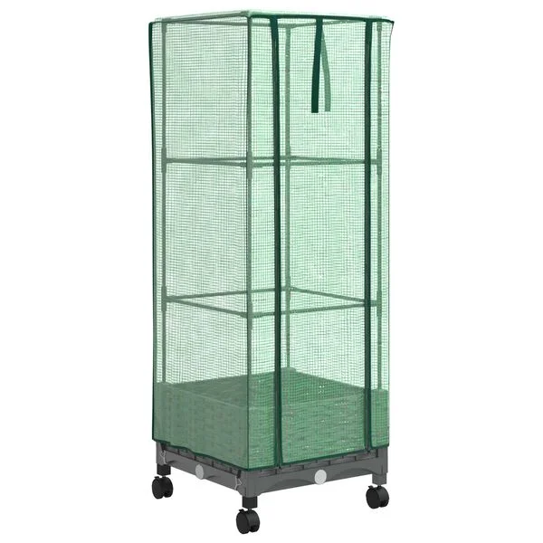 vidaXL Jardinière de jardin avec couverture de serre et roues PP