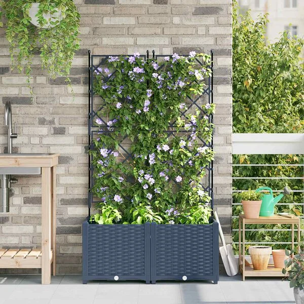 vidaXL Cache-pot de jardin 2 pc Gris 80 x 40 x 143 cm PP