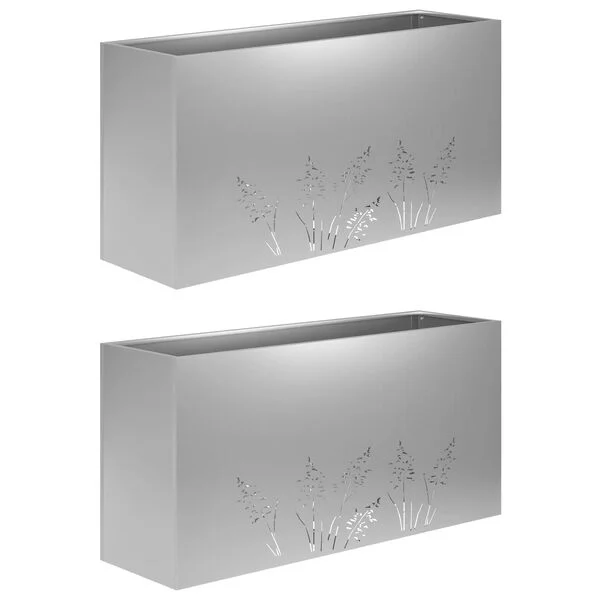 vidaXL Cache-pot de jardin 2 pc Argenté 100 x 30 x 49 cm
