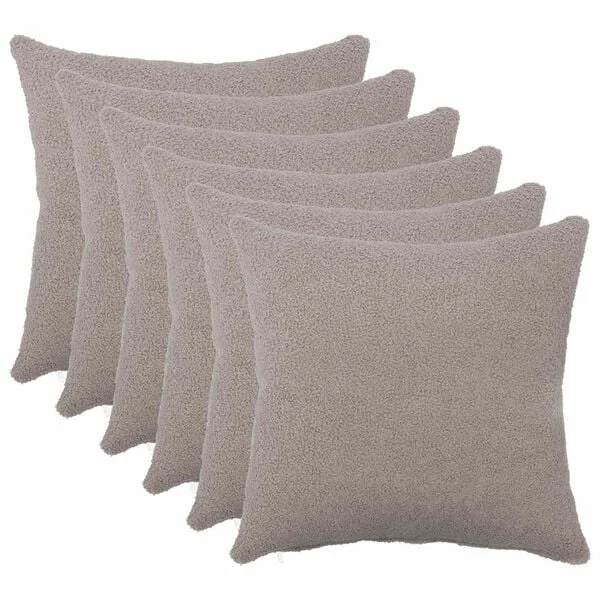 vidaXL Housse de coussin 6 pcs HEERLEN Gris clair 40 x 40 cm Bouclé