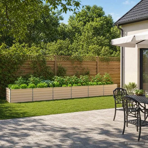 vidaXL Jardin surélevé Ivoire 600 x 80 x 55 cm acier laminé à froid