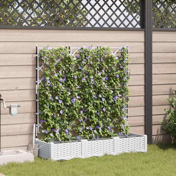 vidaXL Cache-pot de jardin 3 pc Blanc 120 x 40 x 126 cm PP