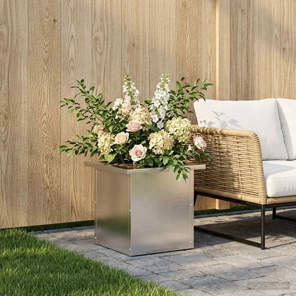 vidaXL Jardinière de jardin avec LED Argenté 30 x 30 x 30 cm