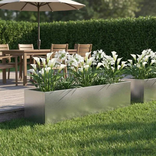 vidaXL Cache-pot de jardin Argenté 80 x 20 x 20 cm Acier inoxydable