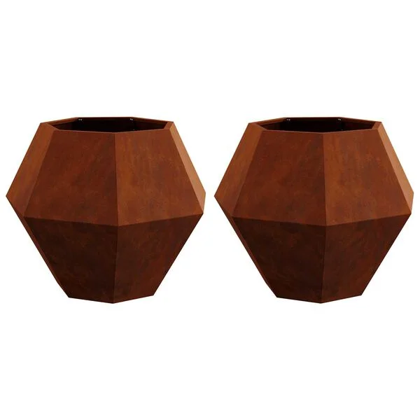 vidaXL Jardinière 2 pc Rouillé 75 x 75 x 60 cm Acier patiné