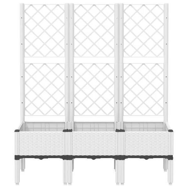 vidaXL Jardinière avec treillis blanc 120x40x142 cm PP