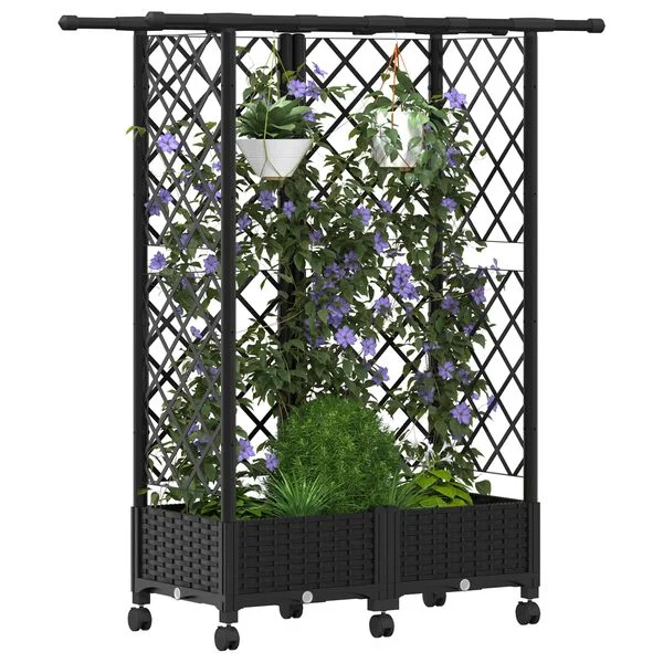 vidaXL Lit Élevé avec Treillis et Toit Noir 124 x 40 x 127 cm PP