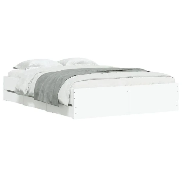 vidaXL Cadre de lit avec tiroirs sans matelas blanc 135x190 cm