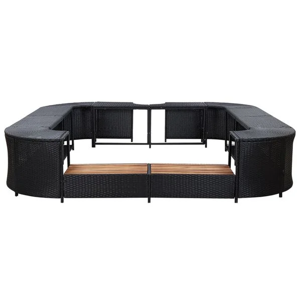 vidaXL Cadre de spa carré Noir 268x268x55 cm Résine tressée