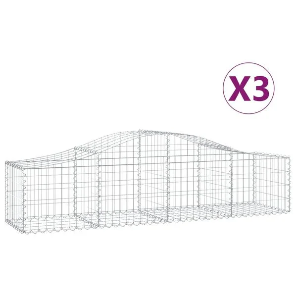 vidaXL Paniers à gabions arqués 3 pcs 200x50x40/60 cm fer galvanisé