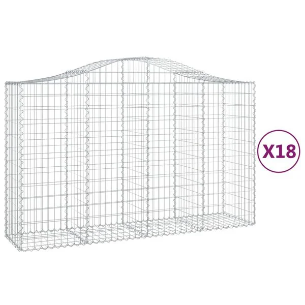 vidaXL Paniers à gabions arqués 18 pcs 200x50x120/140 cm Fer galvanisé