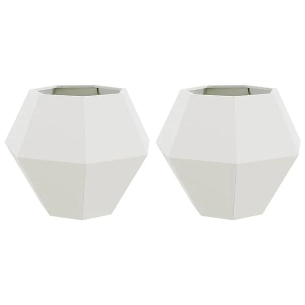 vidaXL Jardinière 2 pc Blanc 75 x 75 x 60 cm Acier