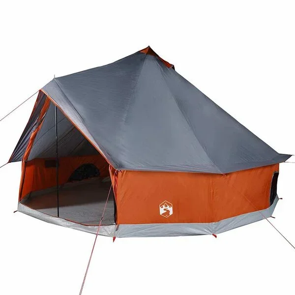 vidaXL Tente familiale tipi 8 personnes gris et orange imperméable