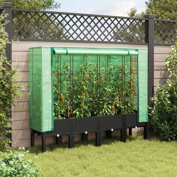 vidaXL Jardinière surélevée avec housse aspect rotin 160x40x140 cm