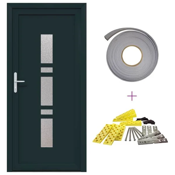 vidaXL Porte Frontale 88 x 200 cm PVC Anthracite