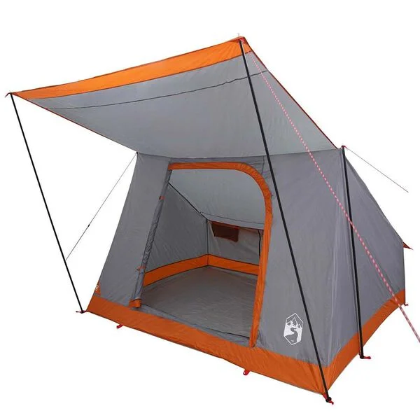 vidaXL Tente de camping 4 personne Gris et orange taffetas Imperméable