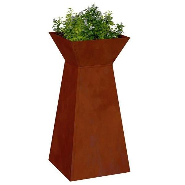 vidaXL Jardinière à pilier 2 pc Rouillé 35 x 35 x 73 cm Acier patiné