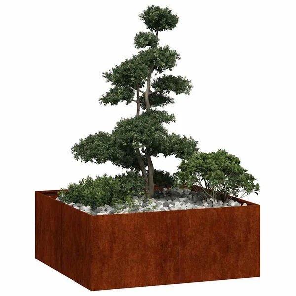 vidaXL Jardinière rouillé 100x100x40 cm acier inoxydable
