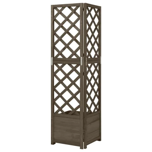 vidaXL Jardinière d'angle en treillis Gris 40x40x150 cm Bois de sapin