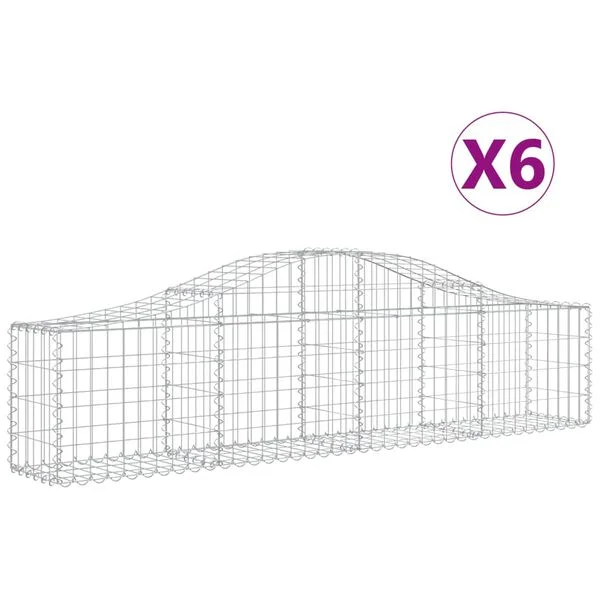 vidaXL Paniers à gabions arqués 6 pcs 200x30x40/60 cm Fer galvanisé
