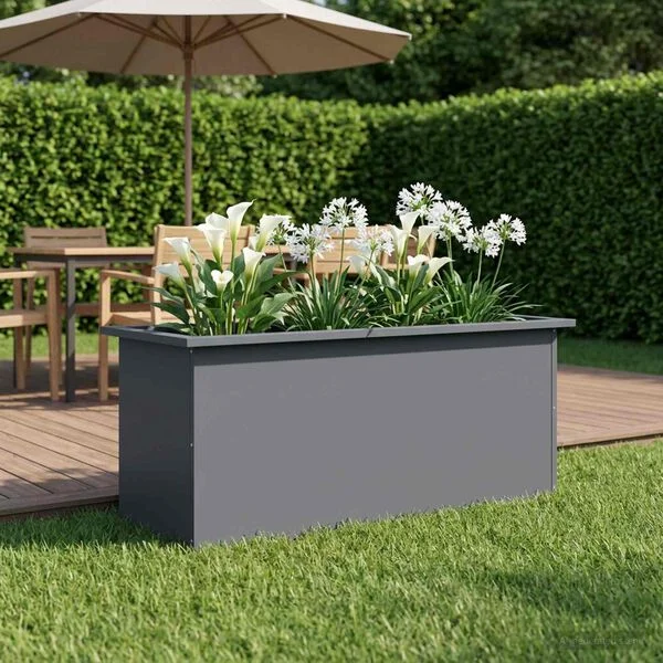 vidaXL Jardinière de jardin avec LED Anthracite 40 x 100 x 40 cm Acier