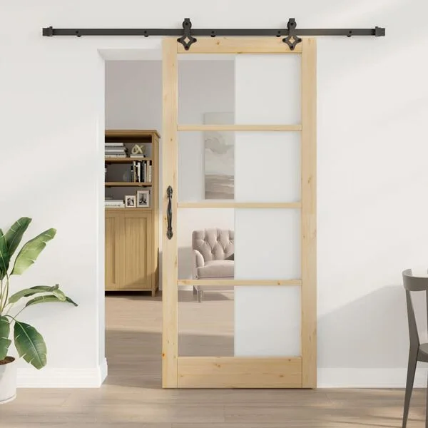 vidaXL Porte coulissante ORKDAL 93 x 211 cm Naturel et noir