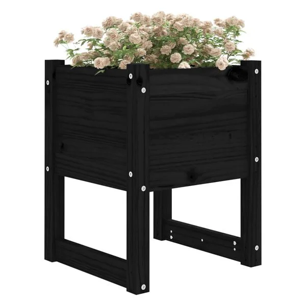 vidaXL Jardinière Noir 40x40x52, 5 cm Bois massif de pin