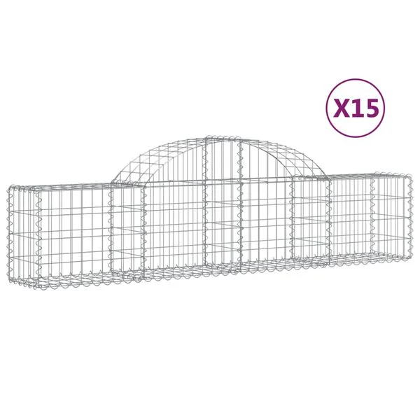 vidaXL Paniers à gabions arqués 15 pcs 200x30x40/60 cm Fer galvanisé