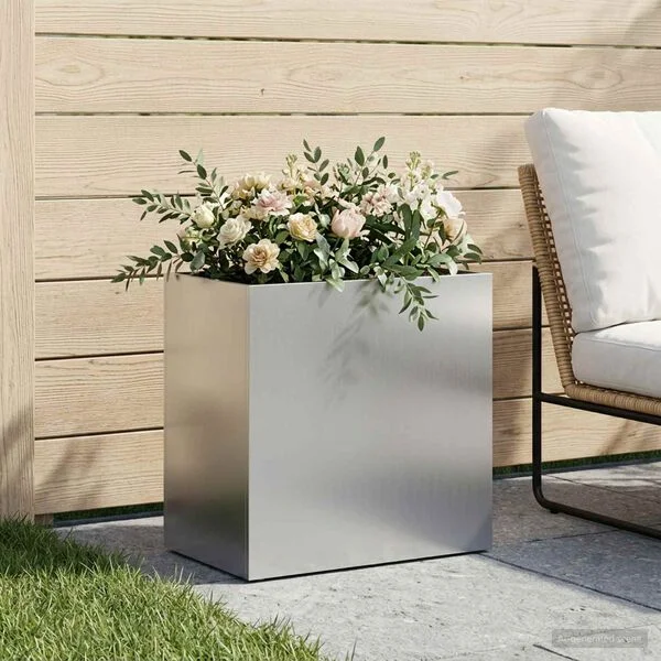 vidaXL Cache-pot de jardin Argenté 50 x 30 x 50 cm Acier galvanisé