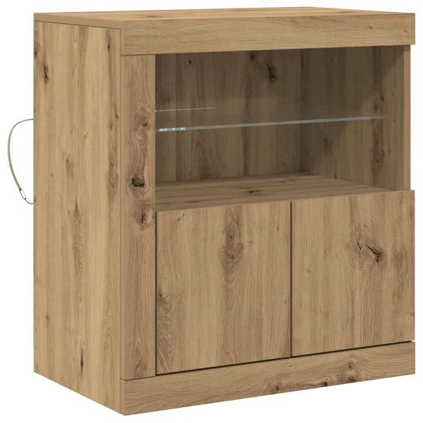 vidaXL Buffet LED Marron 60, 5 x 37 x 67 cm Bois d'ingénierie