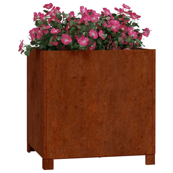 vidaXL Jardinières avec pieds 2 pcs Rouillé 50x50x50 cm Acier corten