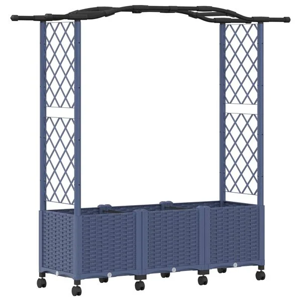 vidaXL Lit Élevé avec Treillis et Toit Gris 164 x 40 x 144 cm PP