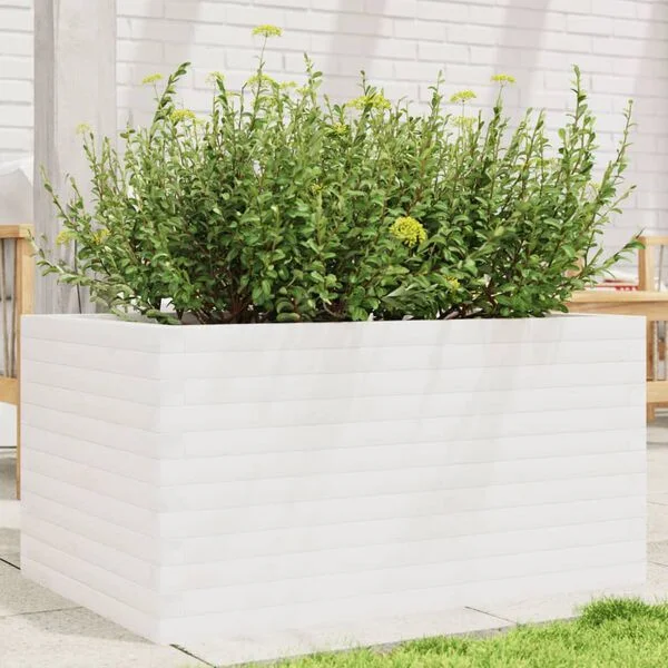vidaXL Jardinière blanc 90x60x45, 5 cm bois de pin massif