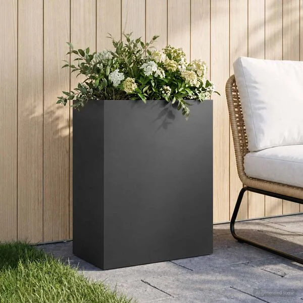 vidaXL Cache-pot de jardin Noir 40 x 20 x 50 cm Acier laminé à froid